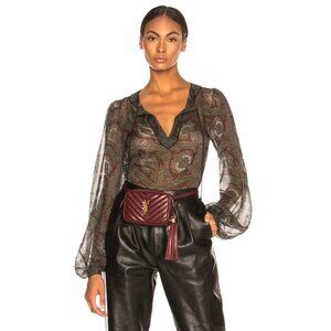 Saint Laurent Sheer Paisley Blouse - Black and Brown